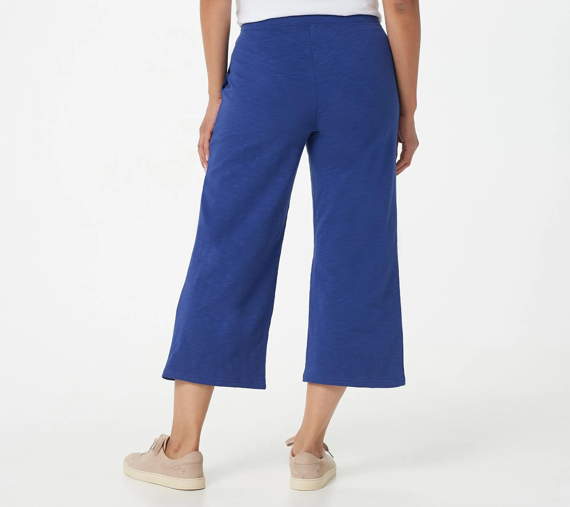 "As Is" Denim & Co. Active Textured French Terry Wide-Leg Crop Pants