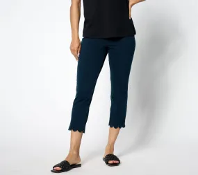 "As Is" Women With Control Prime Stretch Petite Denim Scalloped Pants