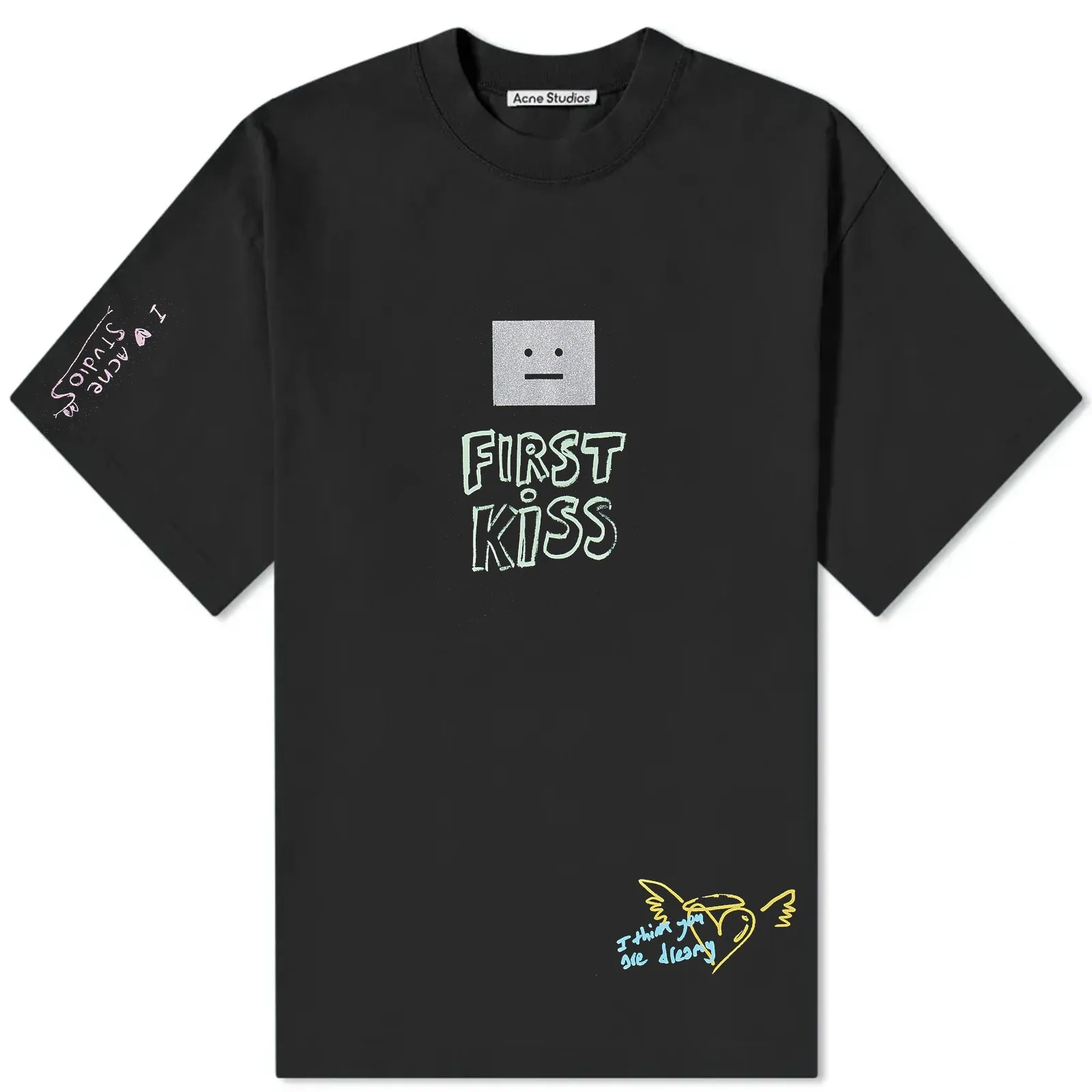 Acne Studios Exford Scribble Face T-ShirtFaded Black