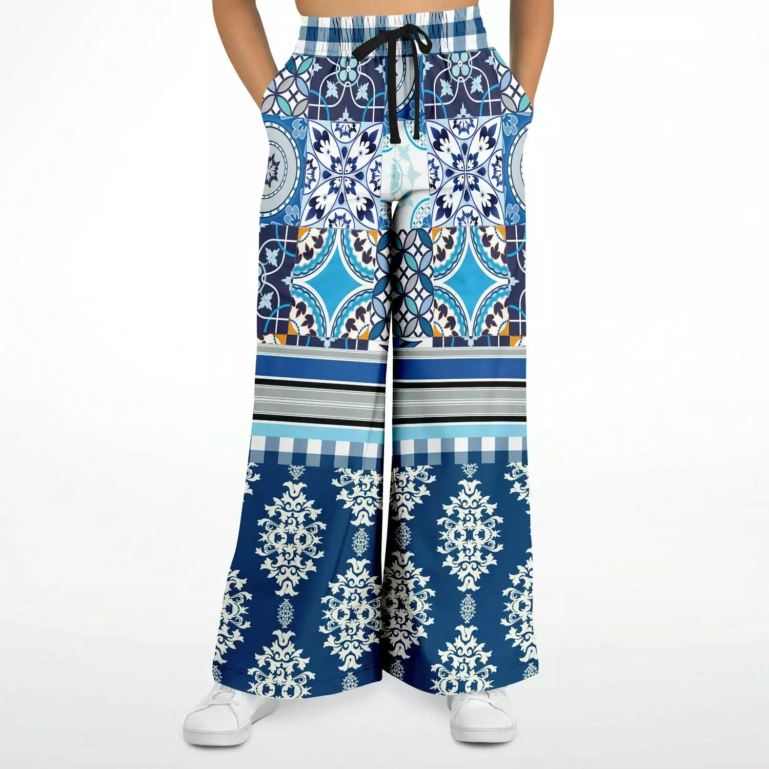 Agadir Moroccan Tile Eco-Poly Stretchy Phat Bellbottoms