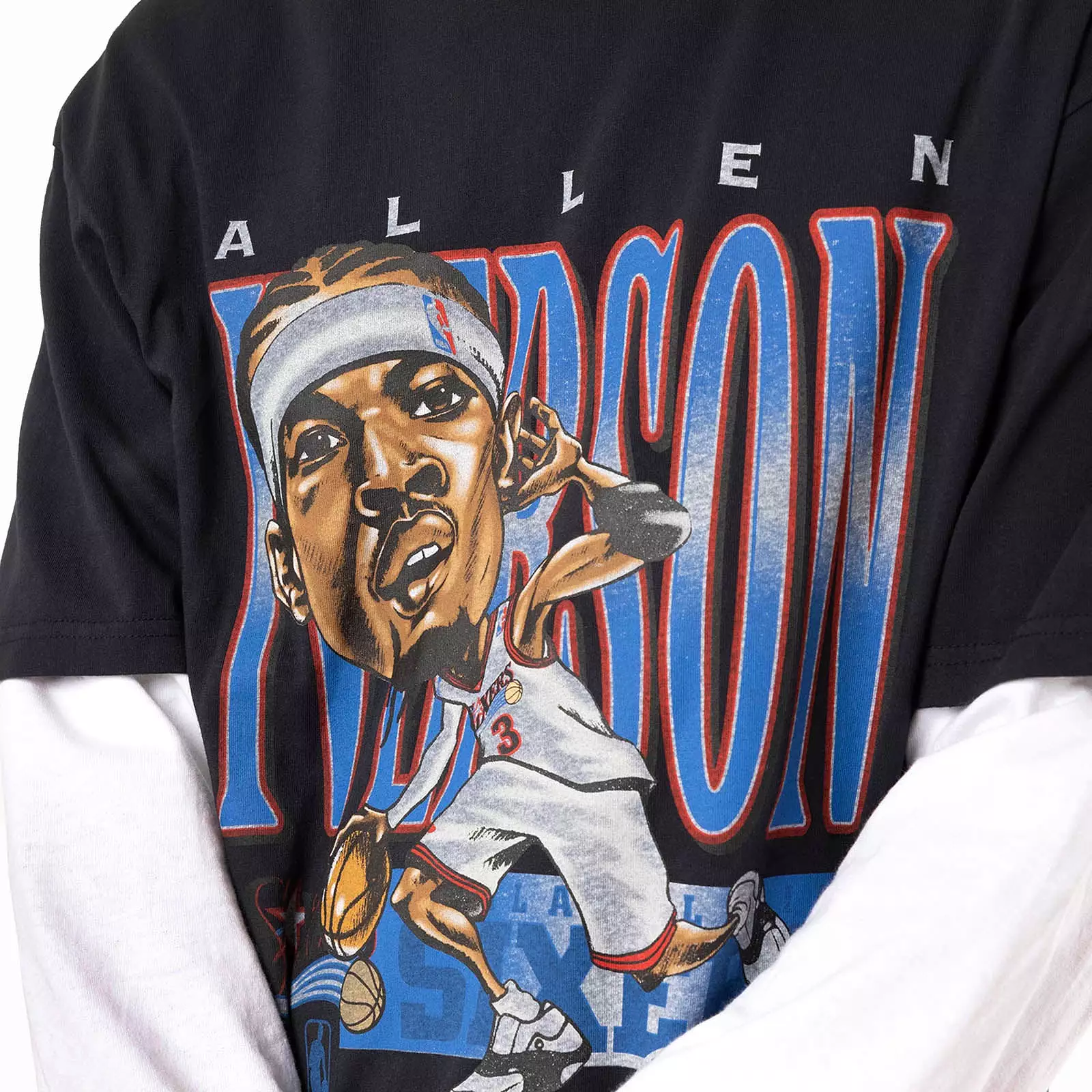 Allen Iverson Philadelphia 76ers Caricature Vintage Tee - Faded Black