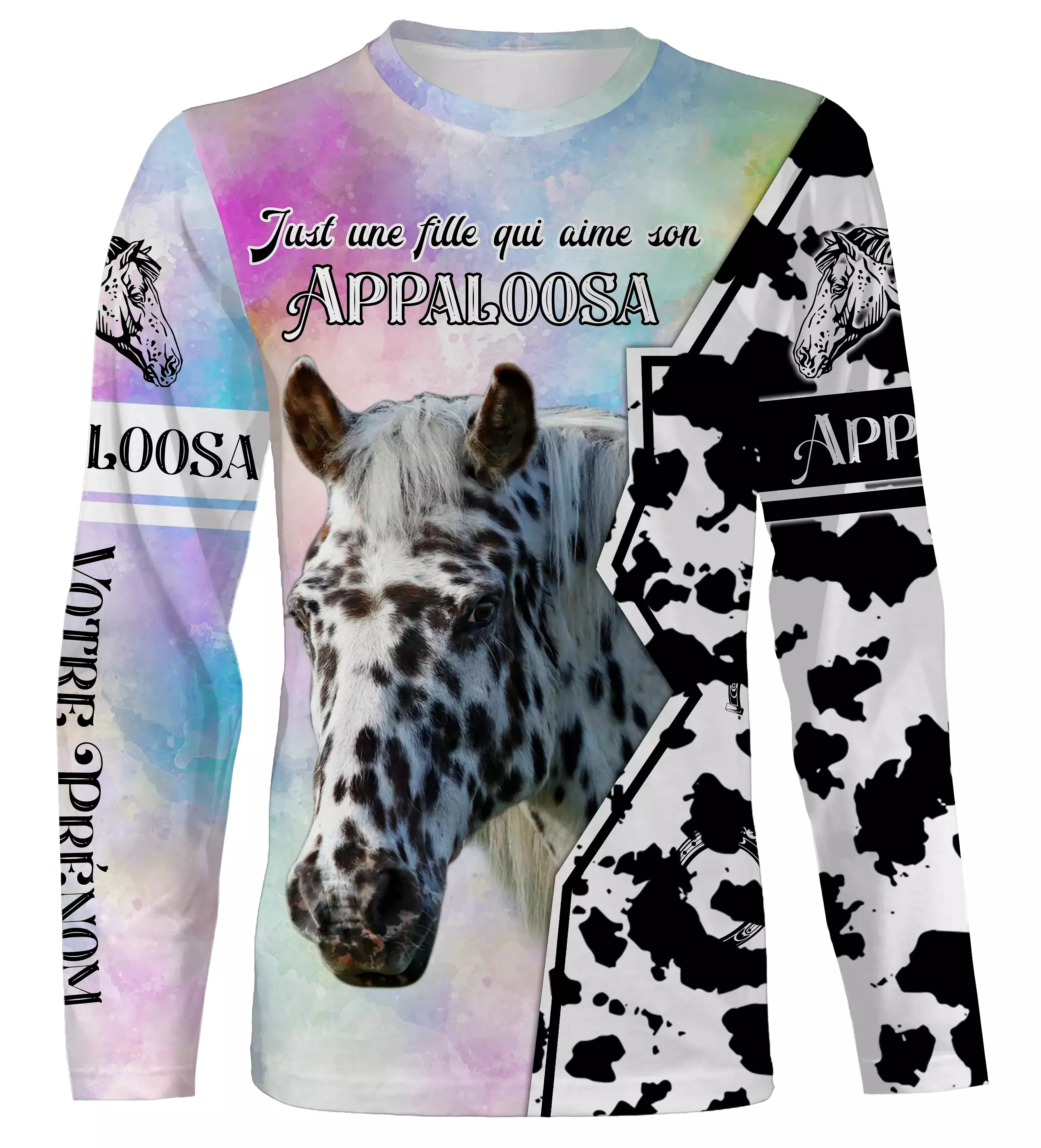 Appaloosa Cheval, Race de Chevaux de Selle, Chevaux Passion, 3D All-Over Tee Shirt Personnalisé, Just Une Fille Qui Aime Son App