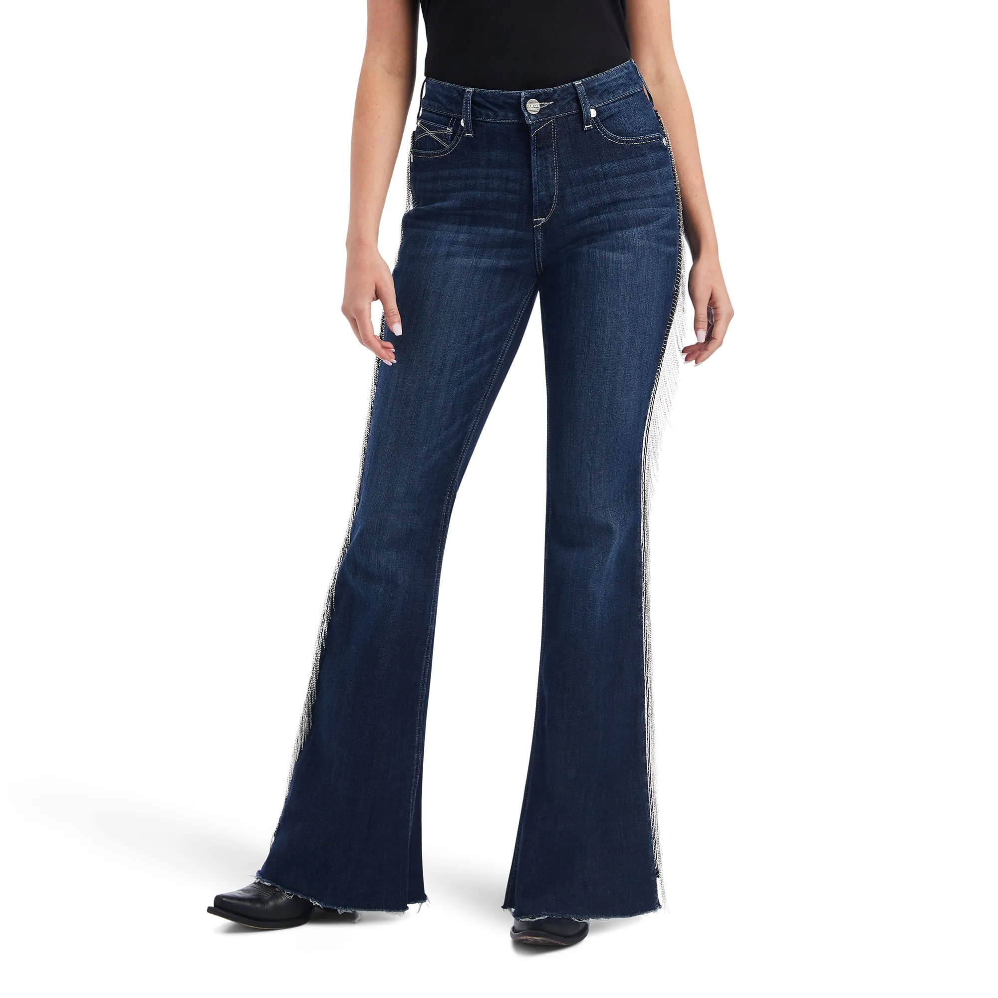 Ariat Womens R.E.A.L. High Rise Fringe Flare Jeans