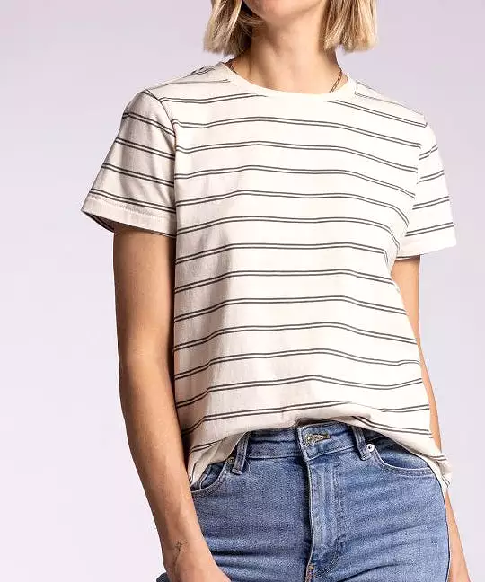 Asher Tee - Ivory/Grey Stripe