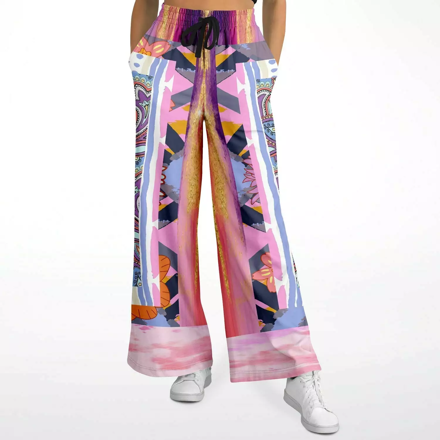 Bahama Mama Drama Pink Patchwork Stretchy Phat Bellbottoms