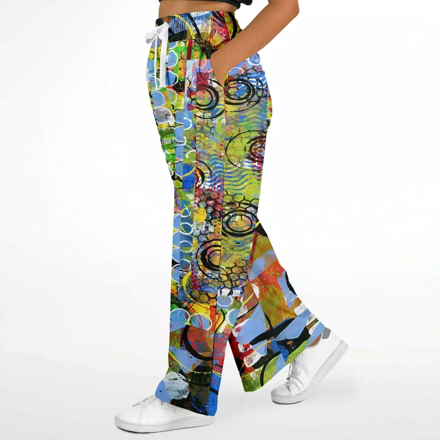 Barcelona Geometric Print Eco-Poly Stretchy Phat Bellbottoms