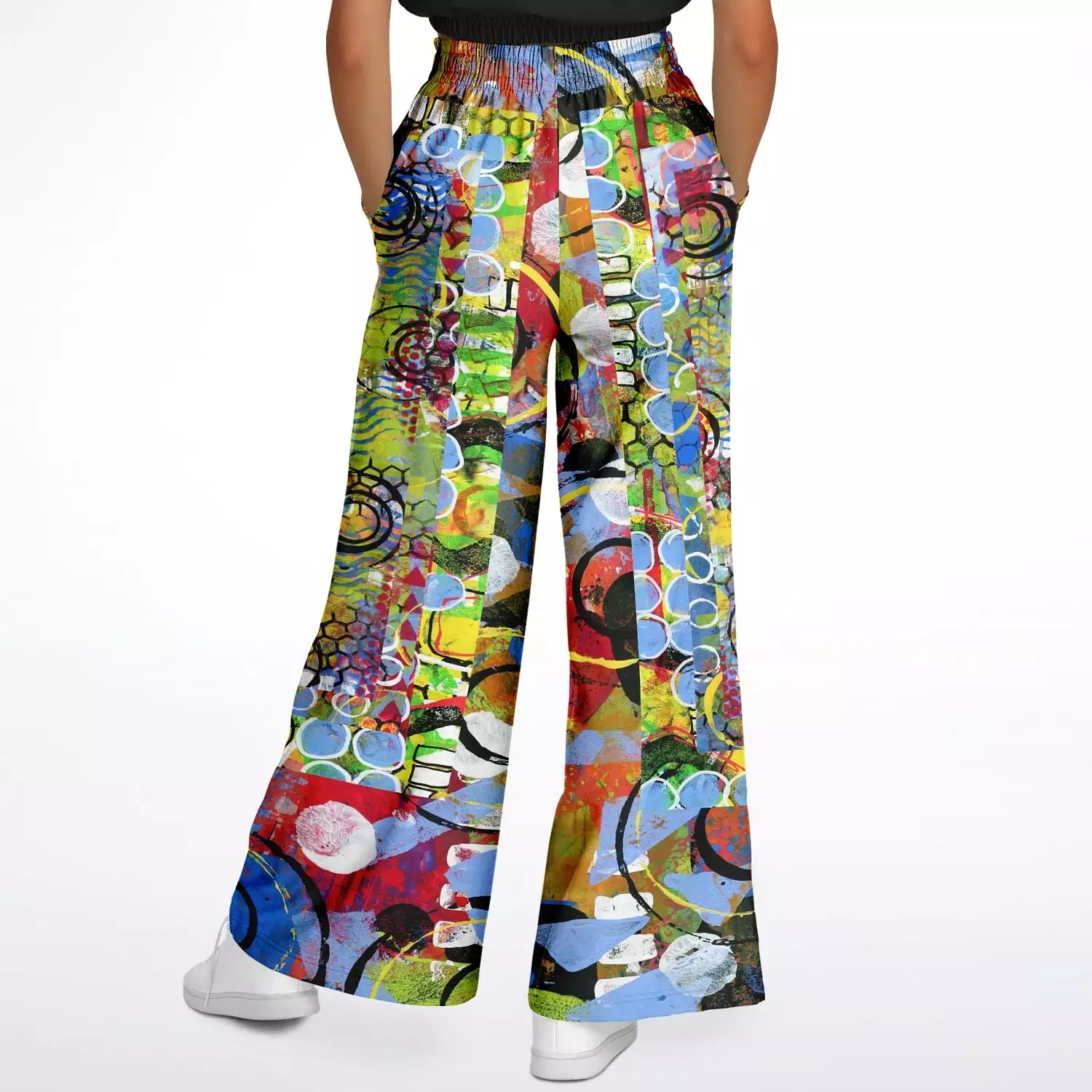 Barcelona Geometric Print Eco-Poly Stretchy Phat Bellbottoms