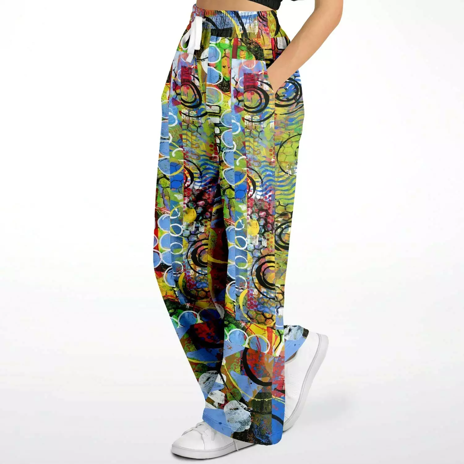 Barcelona Geometric Print Eco-Poly Stretchy Phat Bellbottoms