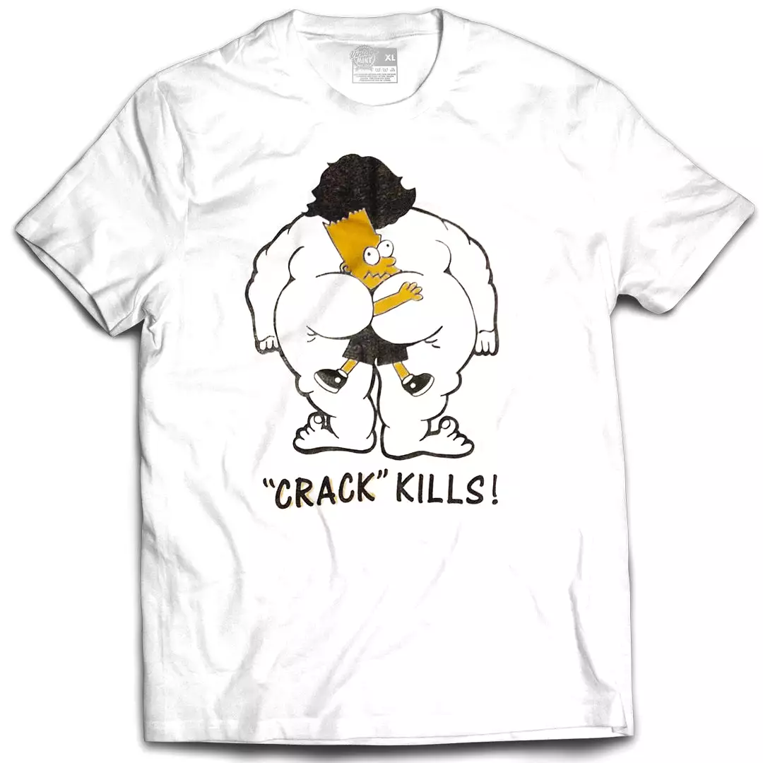 Bart Simpson Crack Kills Vintage Mint White Tee