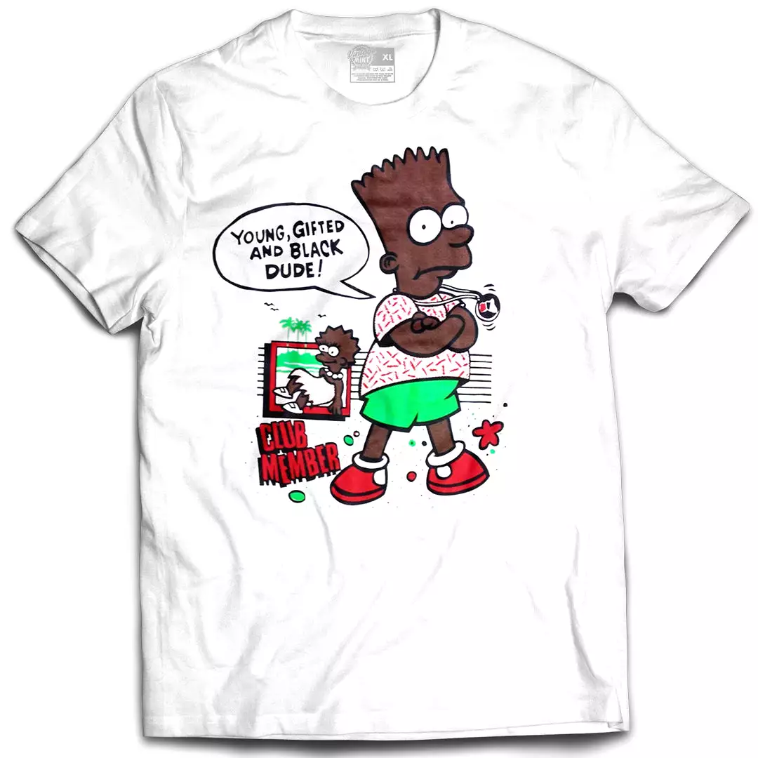 Bart Simpson Young Gifted & Black Vintage Mint White Tee