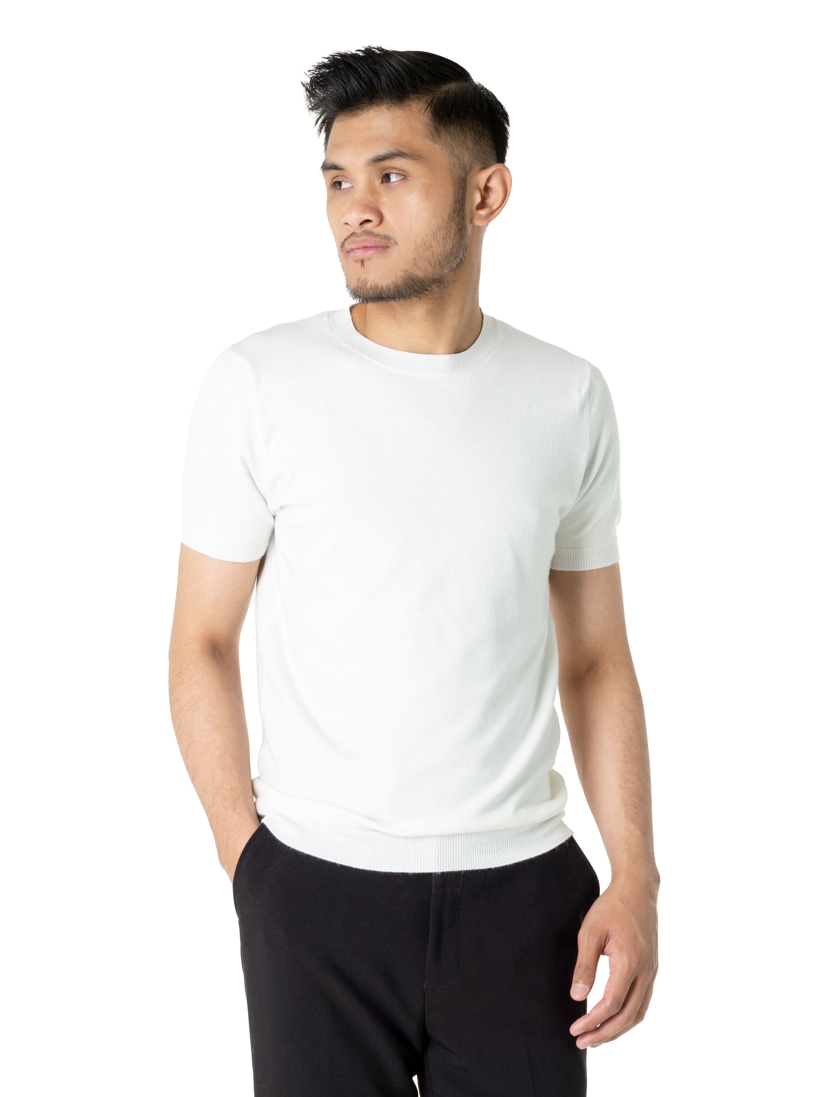 Basic Crew Neck Tee - Sand White