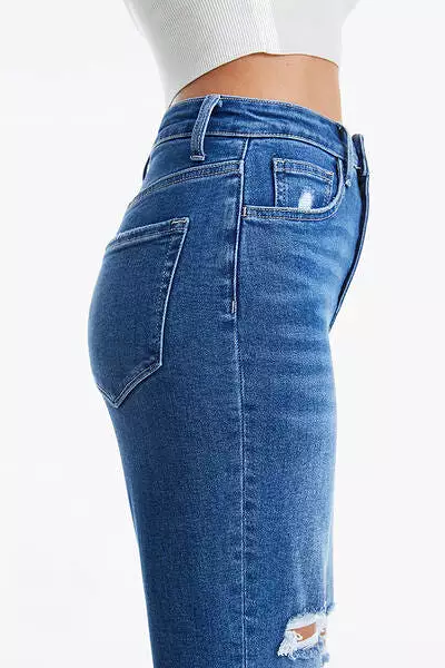 BAYEAS Full Size Distressed High Waist Mom Jeans