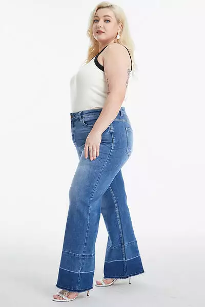 BAYEAS Full Size High Waist Cat's Whisker Wide Leg Jeans