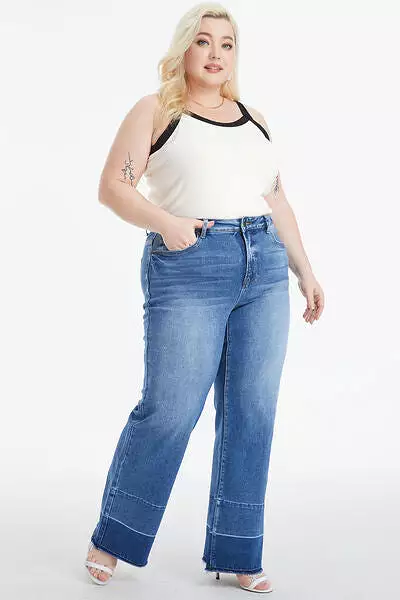 BAYEAS Full Size High Waist Cat's Whisker Wide Leg Jeans