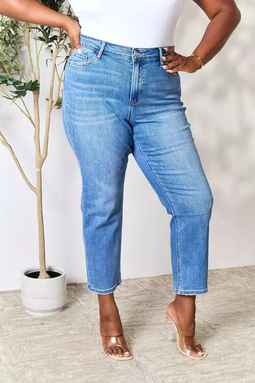 BAYEAS Full Size High Waist Straight Jeans