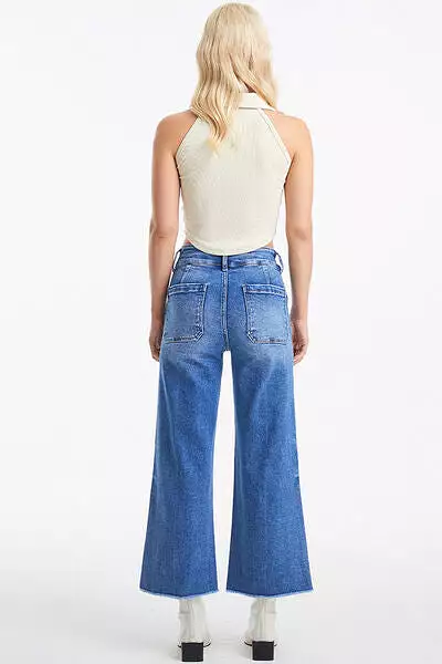 BAYEAS Full Size Raw Hem High Waist Wide Leg Jeans