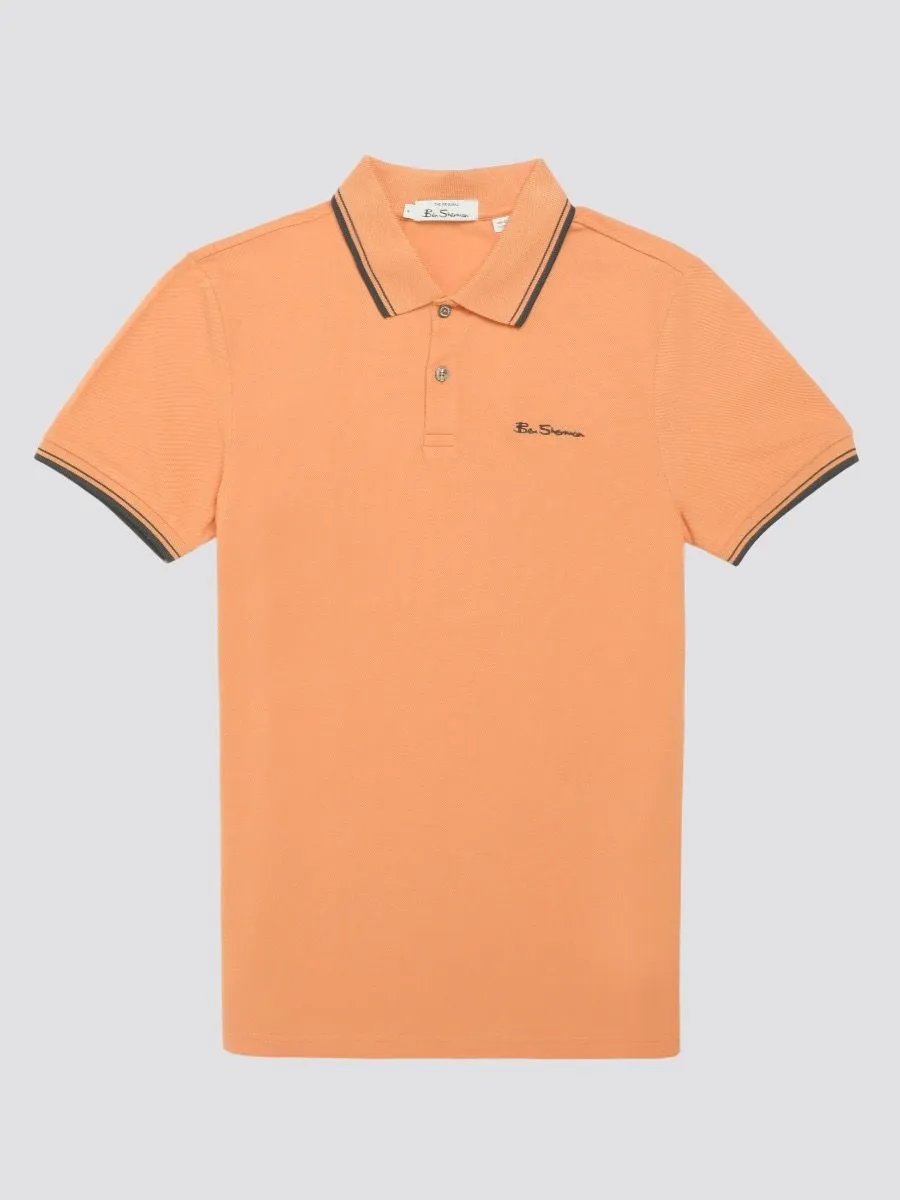 Ben Sherman Casual Short Sleeve Polo Shirt Copper Orange