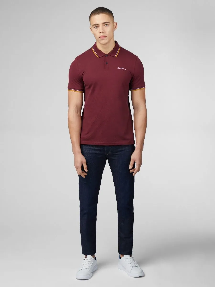 Ben Sherman Casual Short Sleeve Polo Shirt Port