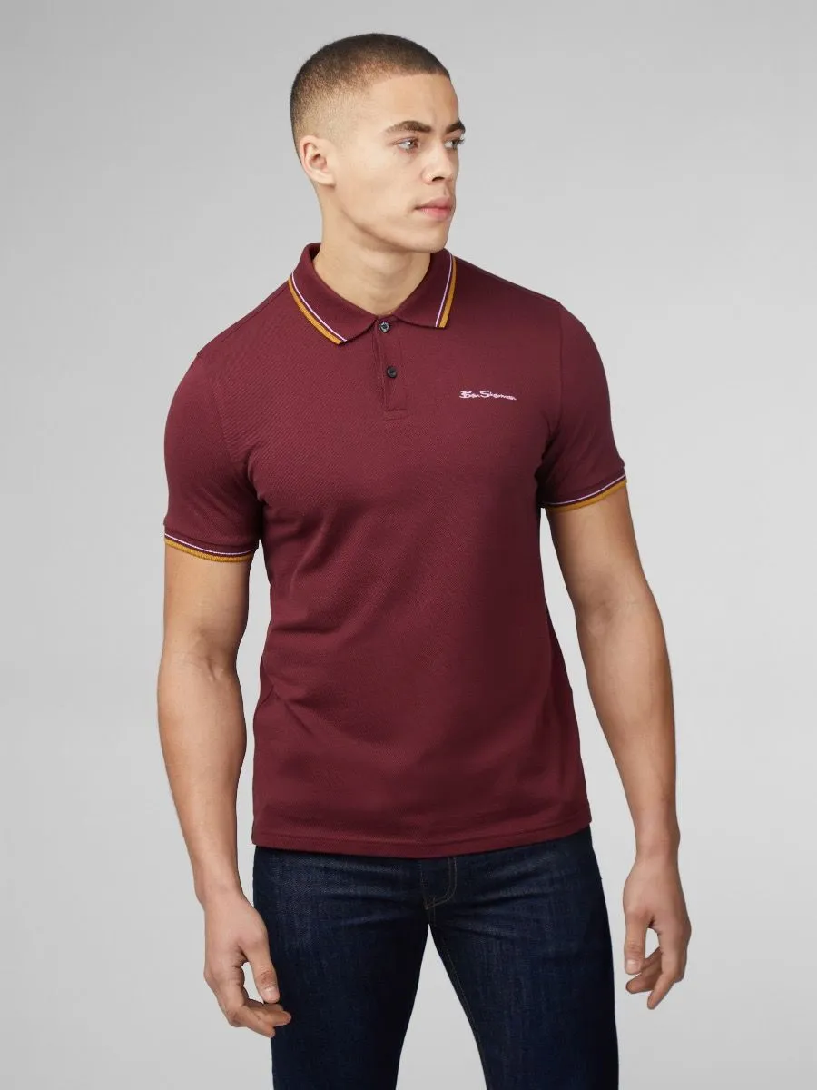 Ben Sherman Casual Short Sleeve Polo Shirt Port