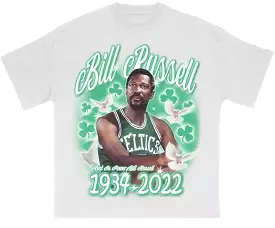 Bill Russell RIP White Tee