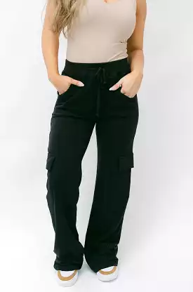 Black Cargo Drawstring Pants