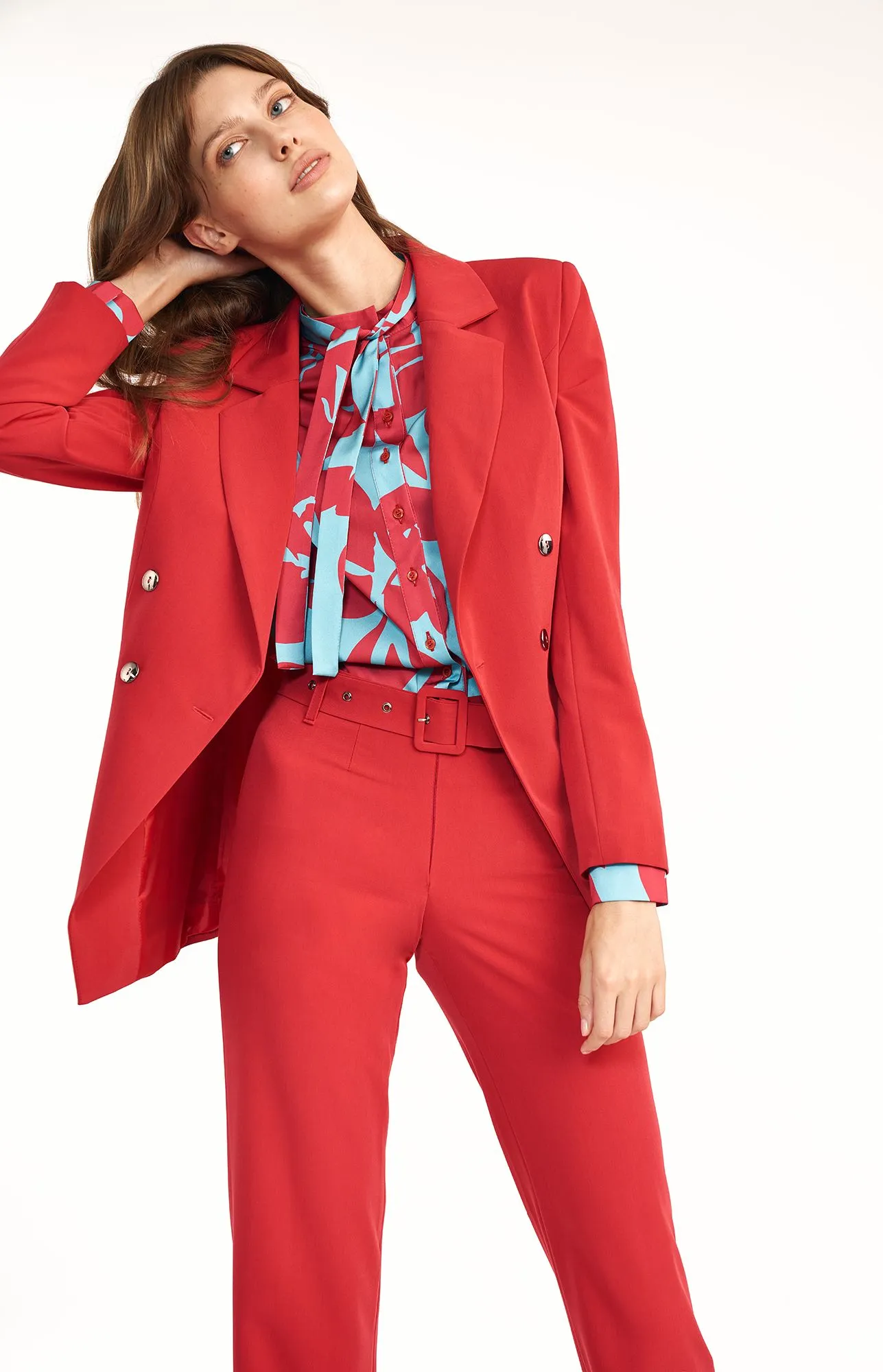 Blazer double boutonnage rouge