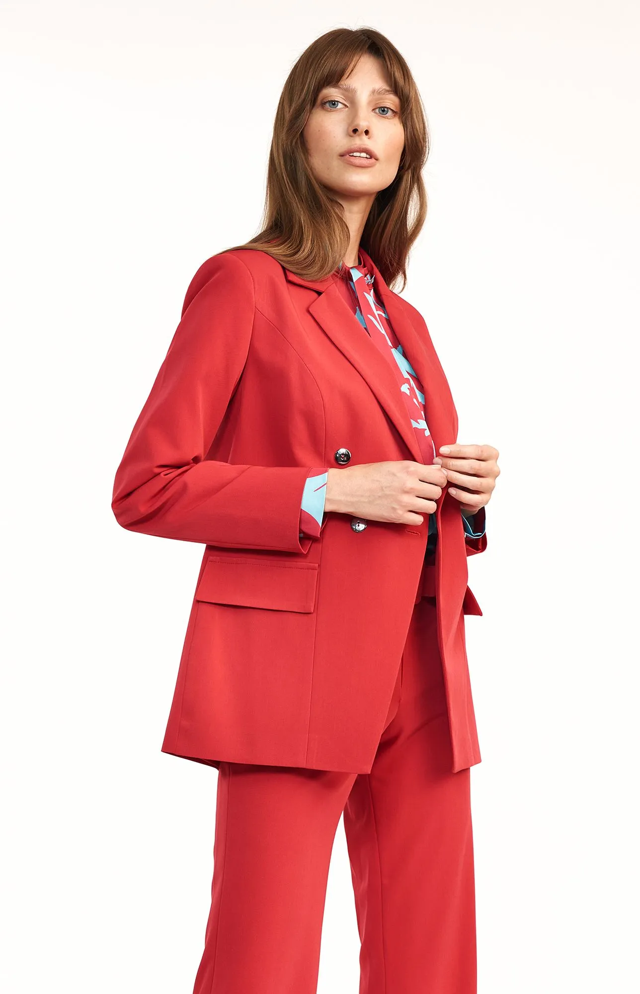 Blazer double boutonnage rouge