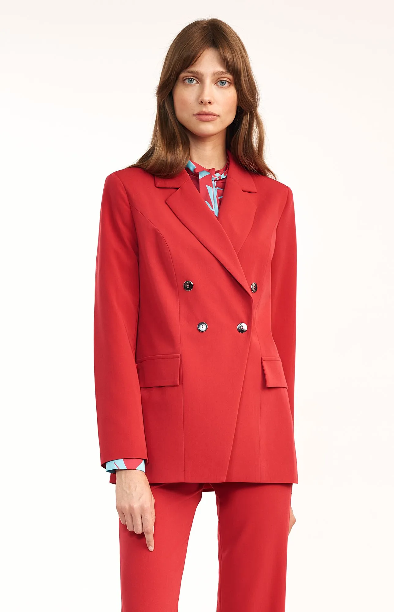 Blazer double boutonnage rouge