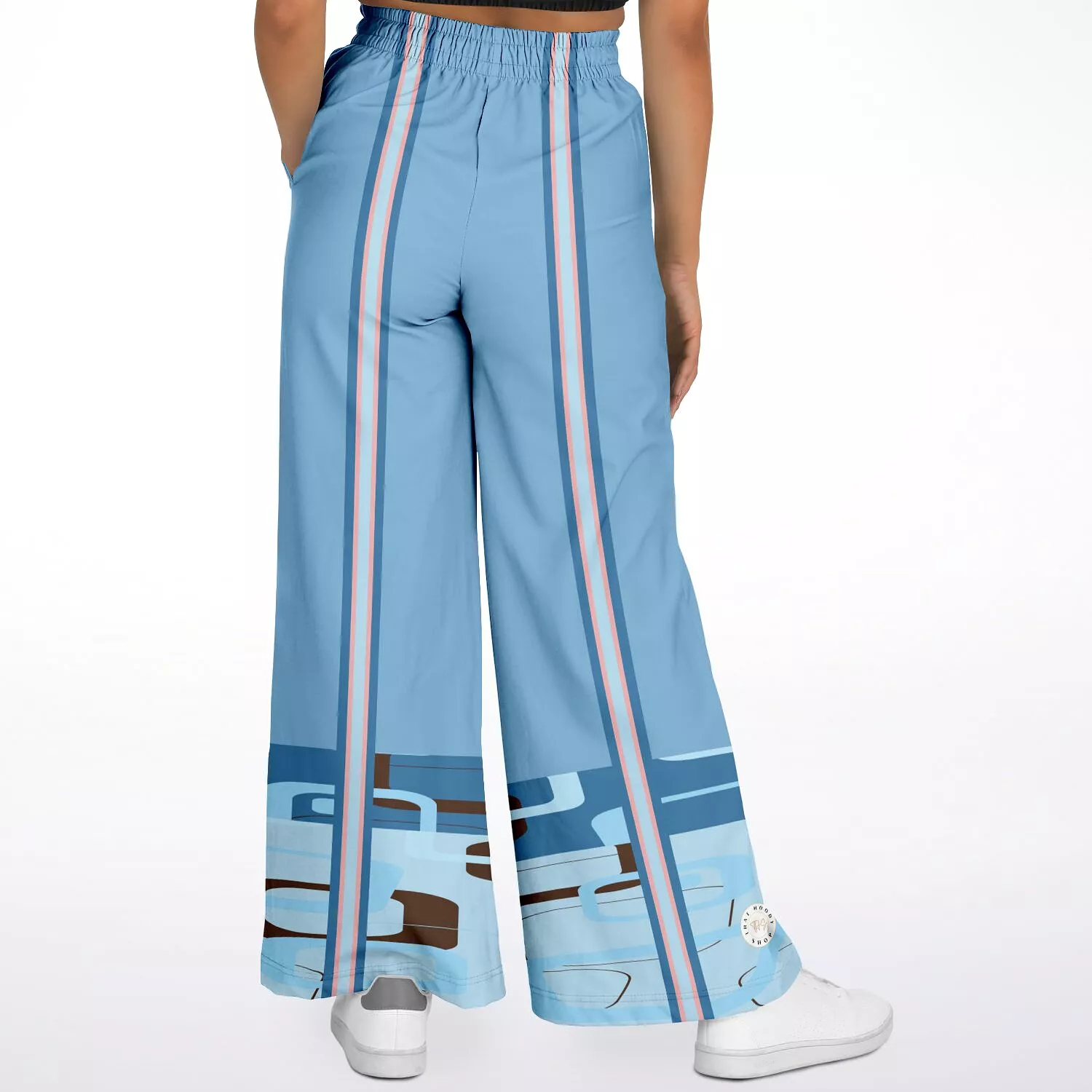 Blue Geo Striped Leg SW Stretchy Phat Bellbottoms