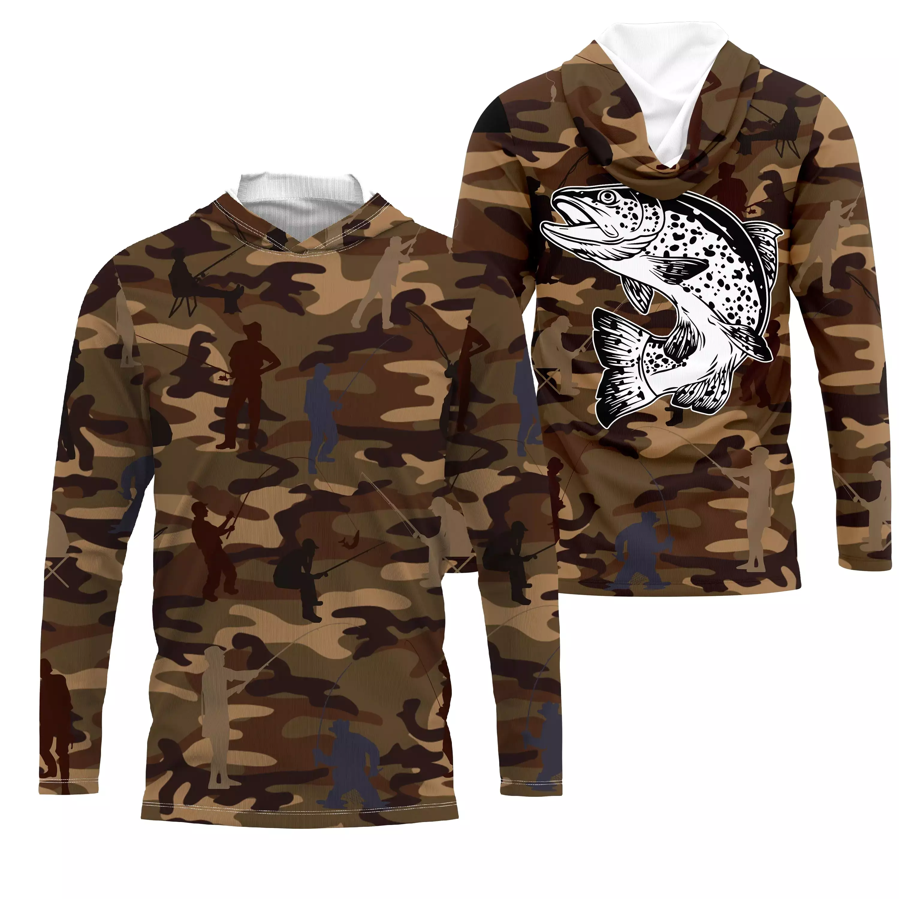 Camouflage de Pêche, Pêche de la Truite, Cadeau Original Pêcheur, Tee shirt All-Over, T-Shirt Anti-UV - CTS19052229