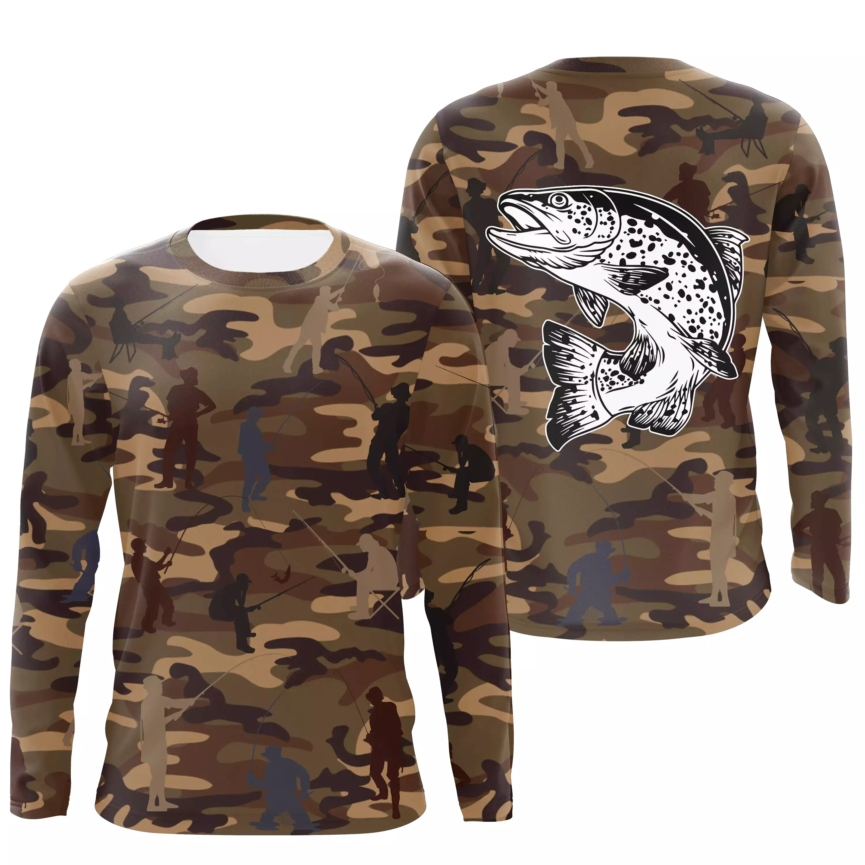 Camouflage de Pêche, Pêche de la Truite, Cadeau Original Pêcheur, Tee shirt All-Over, T-Shirt Anti-UV - CTS19052229