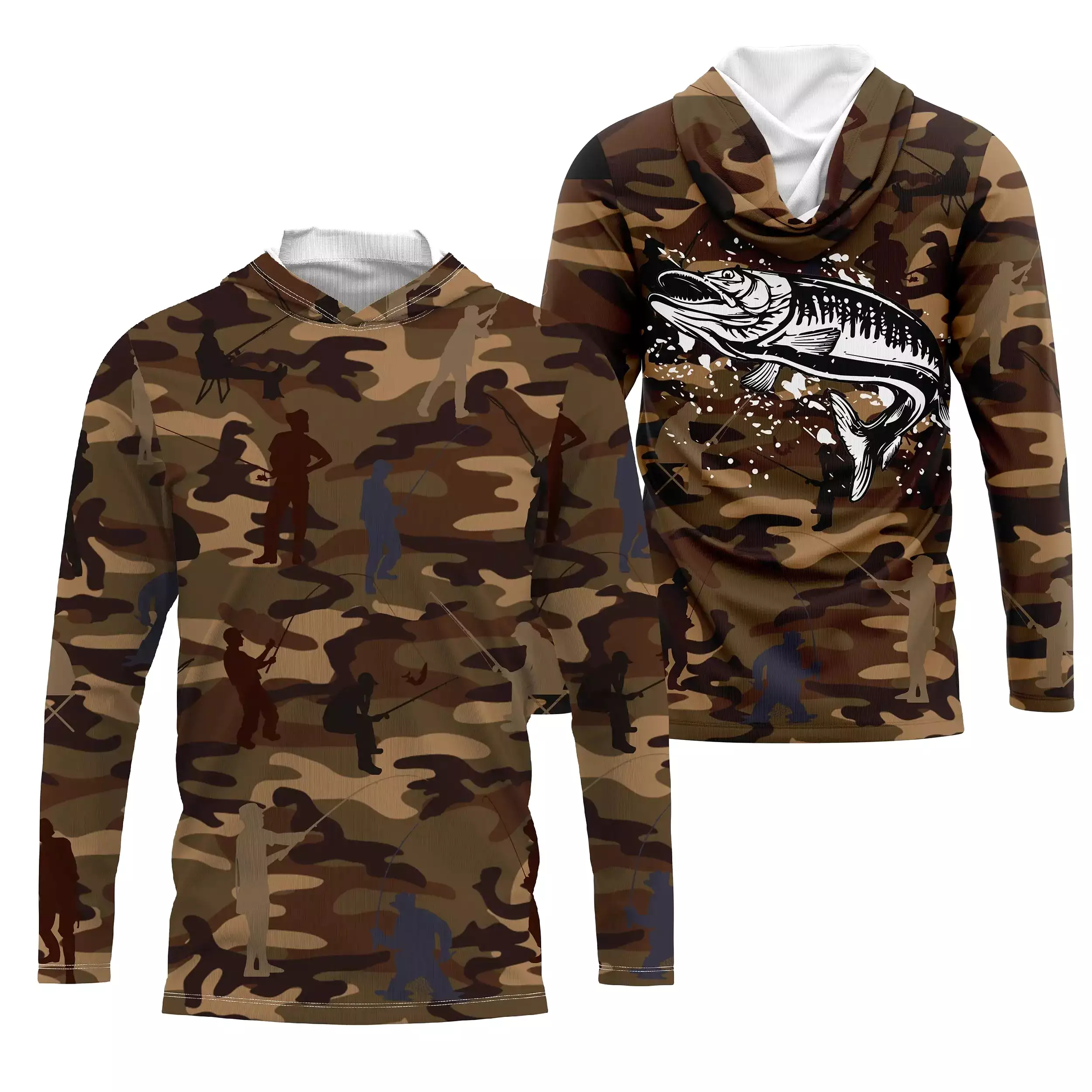 Camouflage de Pêche, Pêche du Brochet, Carnassier, Cadeau Original Pêcheur, Tee shirt All-Over, Shirt Anti-UV - CTS19052226