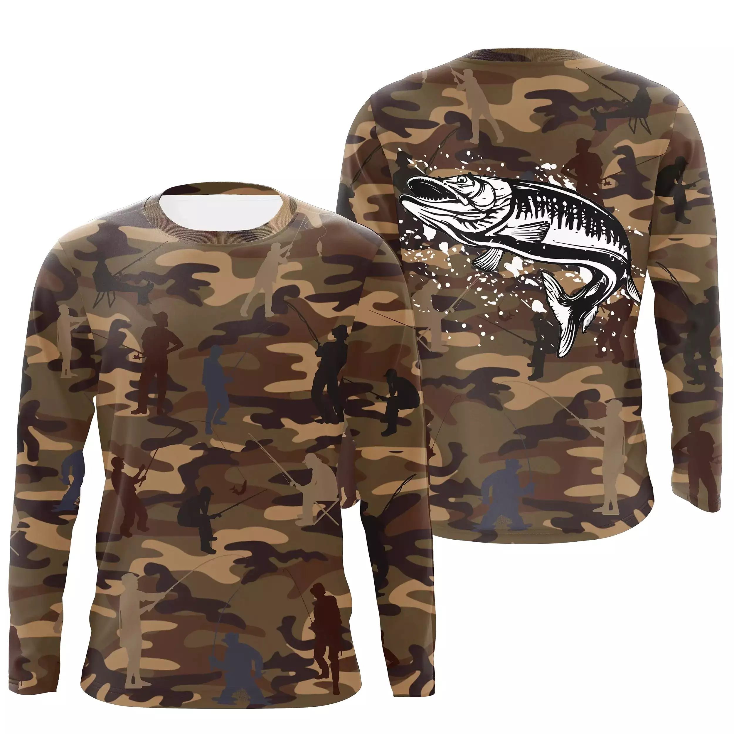 Camouflage de Pêche, Pêche du Brochet, Carnassier, Cadeau Original Pêcheur, Tee shirt All-Over, Shirt Anti-UV - CTS19052226