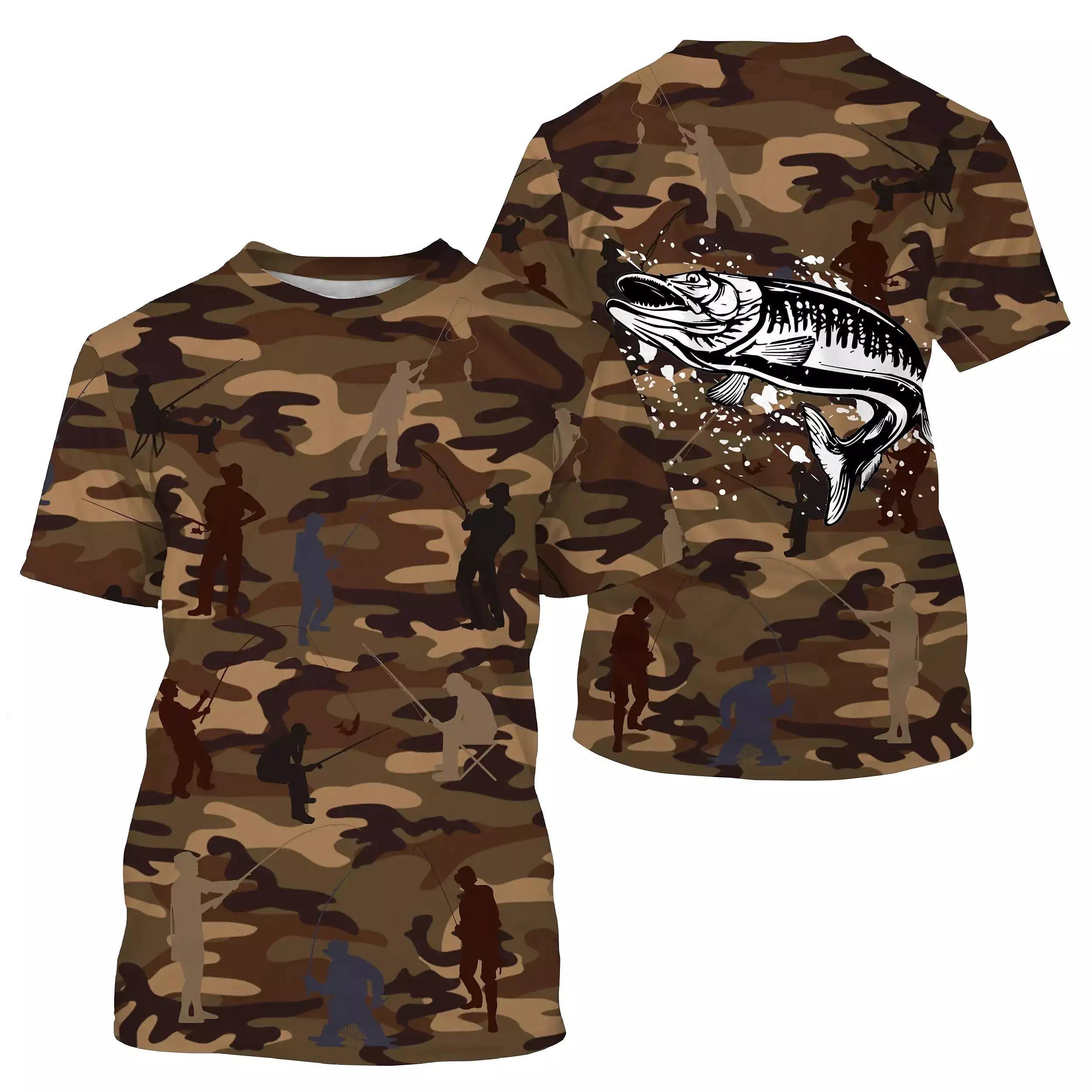 Camouflage de Pêche, Pêche du Brochet, Carnassier, Cadeau Original Pêcheur, Tee shirt All-Over, Shirt Anti-UV - CTS19052226