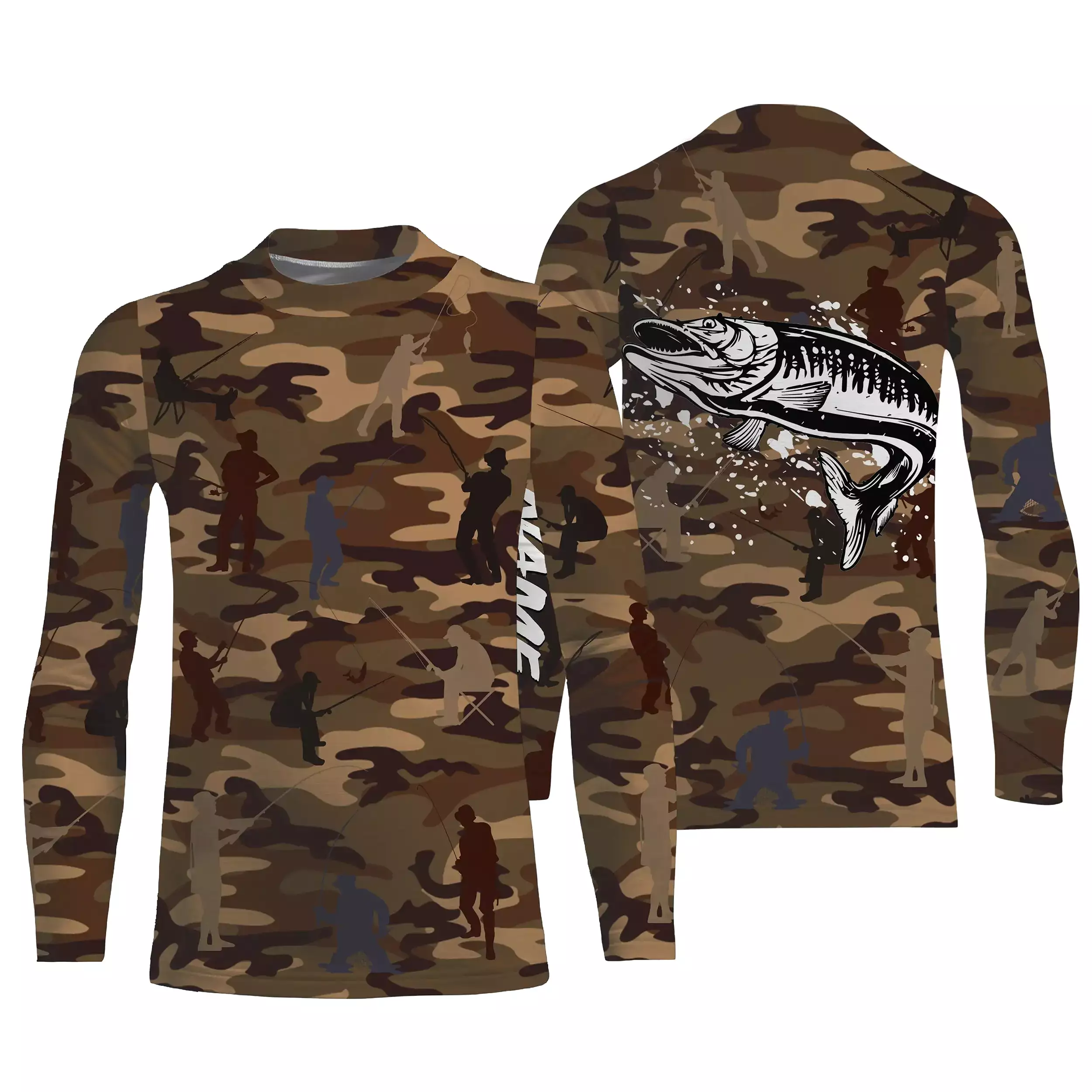 Camouflage de Pêche, Pêche du Brochet, Carnassier, Cadeau Original Pêcheur, Tee shirt All-Over, Shirt Anti-UV - CTS19052226