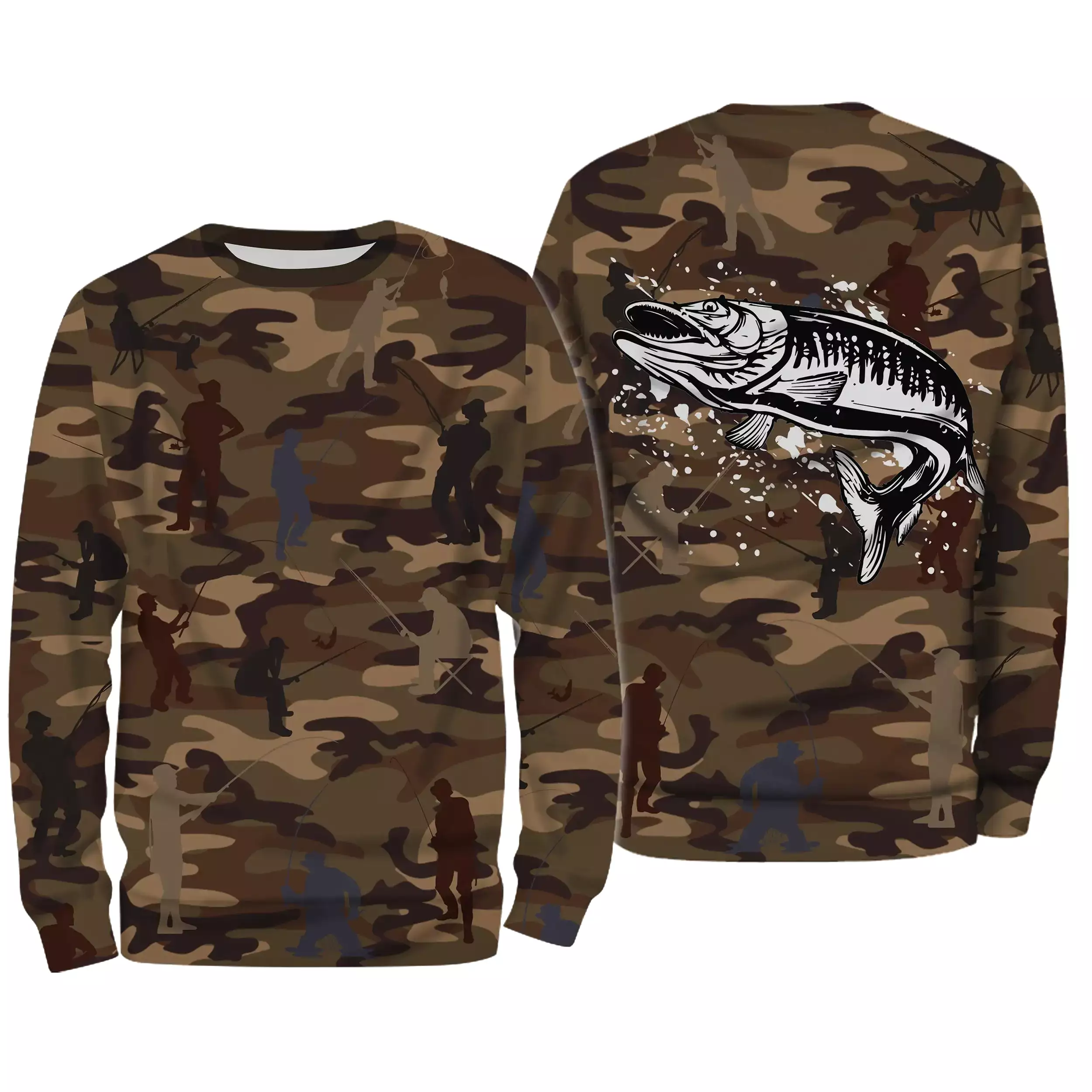 Camouflage de Pêche, Pêche du Brochet, Carnassier, Cadeau Original Pêcheur, Tee shirt All-Over, Shirt Anti-UV - CTS19052226