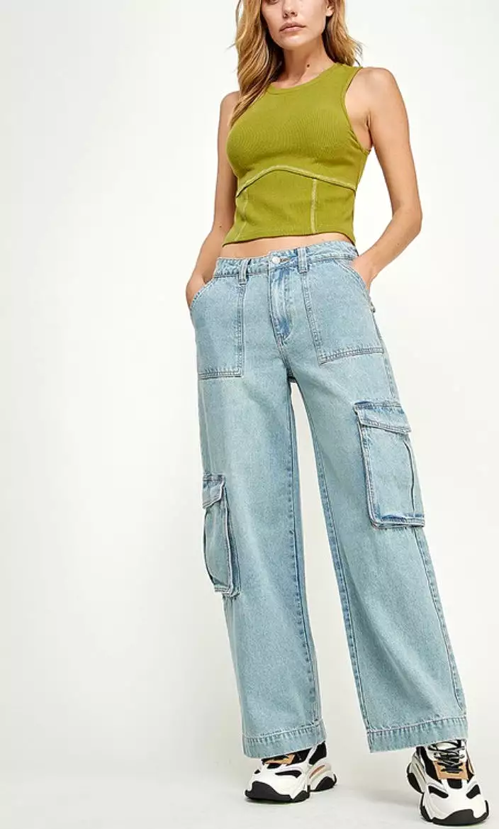 Cargo denim pants