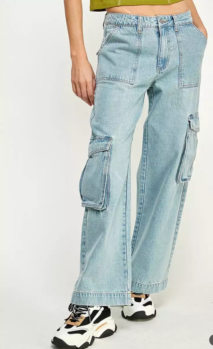 Cargo denim pants