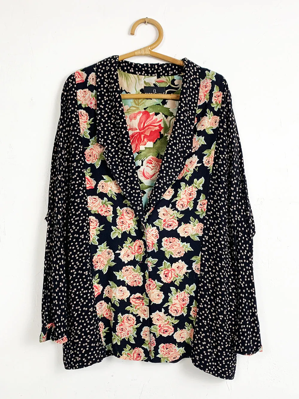 Carole Little Rose Print Drapey Blazer