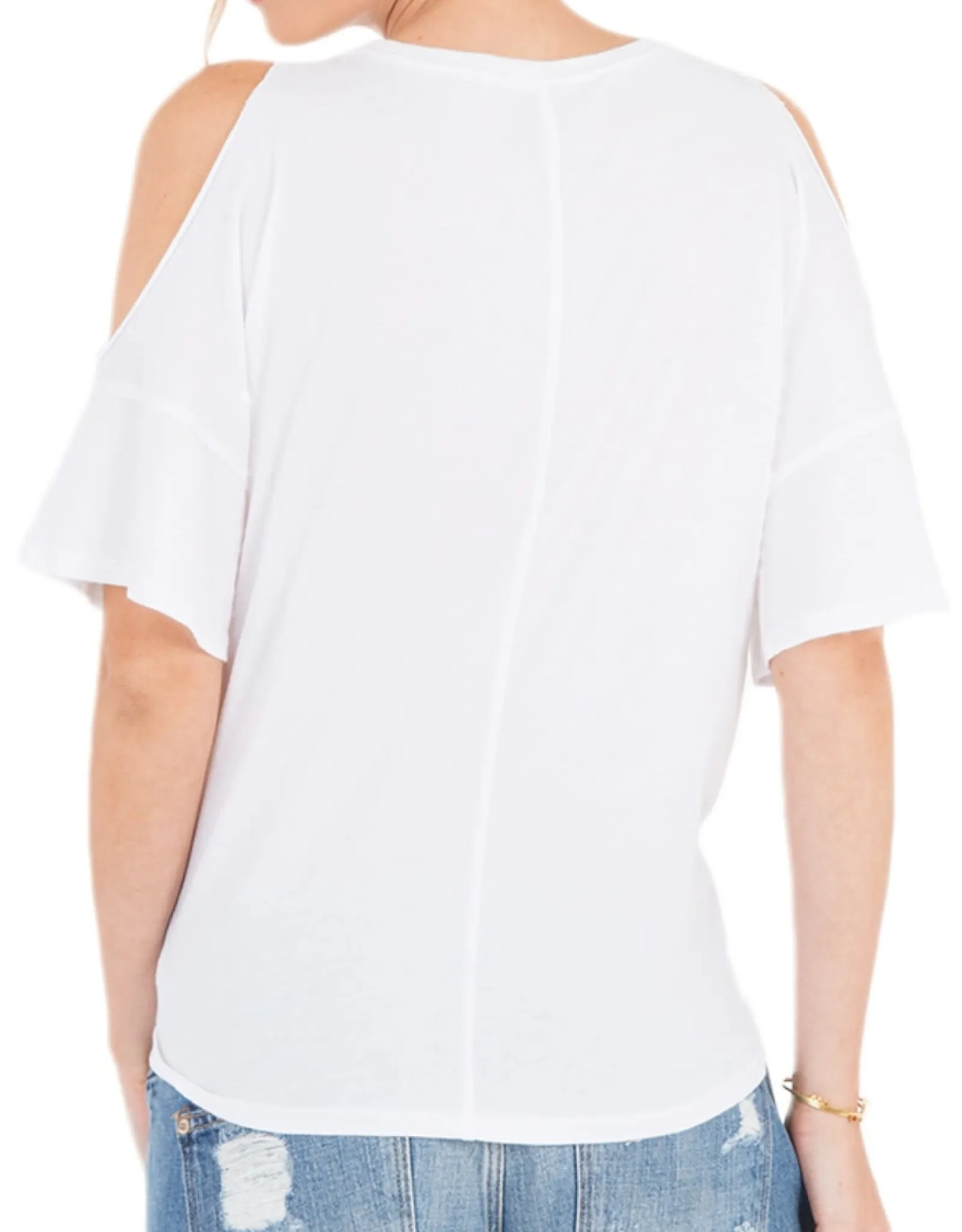   Cold Shoulder Knotted Front Tee White