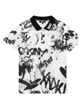 Dkny T-Shirt Polo Grafitti Black & White