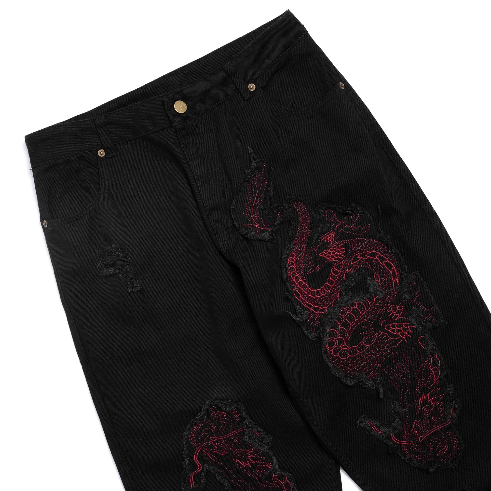 EMBROIDERED DENIM PANTS