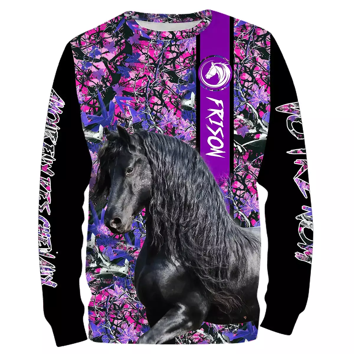 Frison Cheval, Amoureux des Chevaux, Chevaux Passion, 3D All-Over Tee Shirt Personnalisé, Cadeau pour Femme, Fille qui Aime Les 