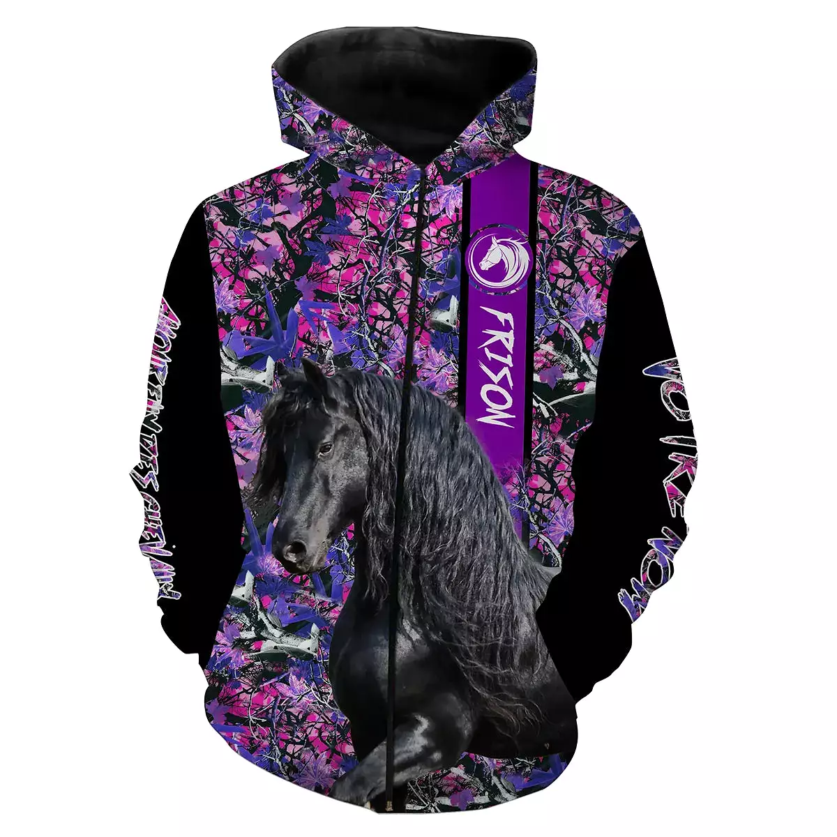 Frison Cheval, Amoureux des Chevaux, Chevaux Passion, 3D All-Over Tee Shirt Personnalisé, Cadeau pour Femme, Fille qui Aime Les 