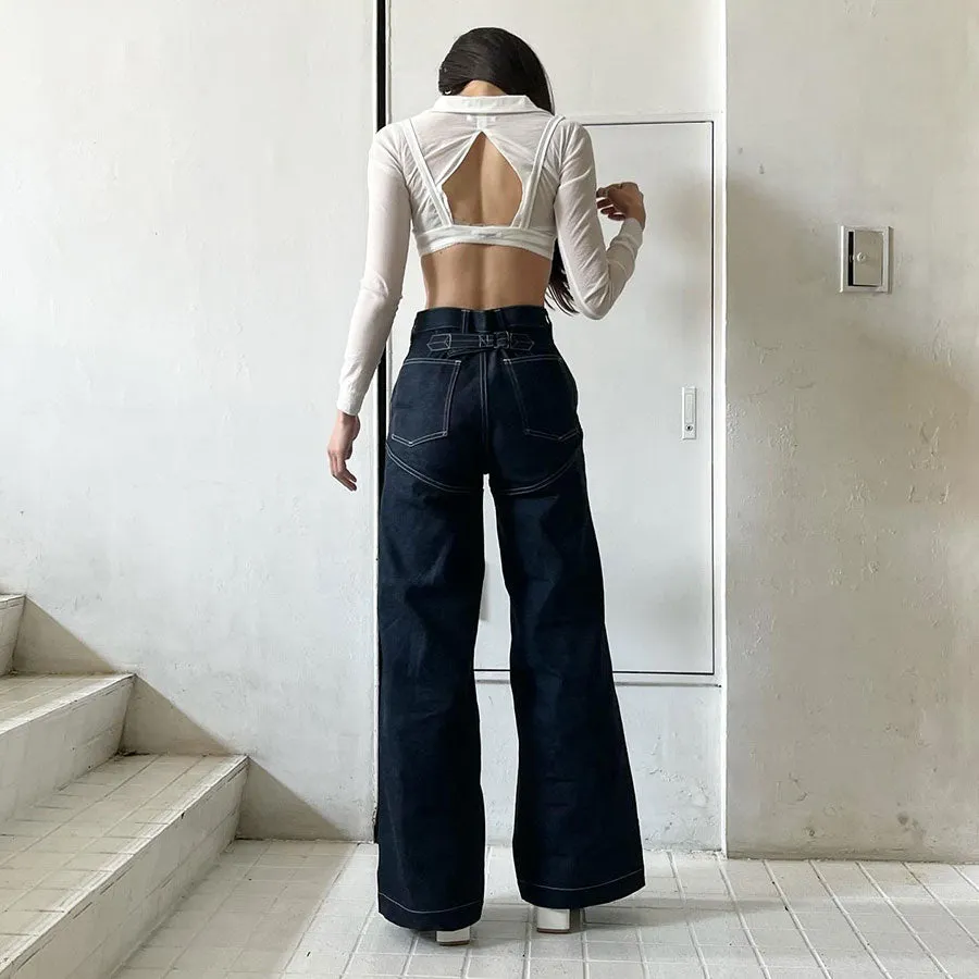 【FUMIKA UCHIDA/フミカウチダ】 DENIM HIGH-WAIST BUGGY PANTS T-DM002