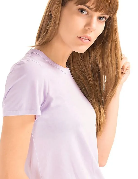 GAP Women Purple Vintage Wash Sueded Crew Neck Tee