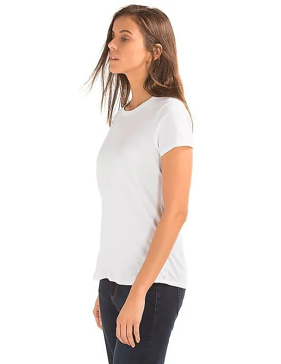 GAP Women White Vintage Wash Crewneck Tee