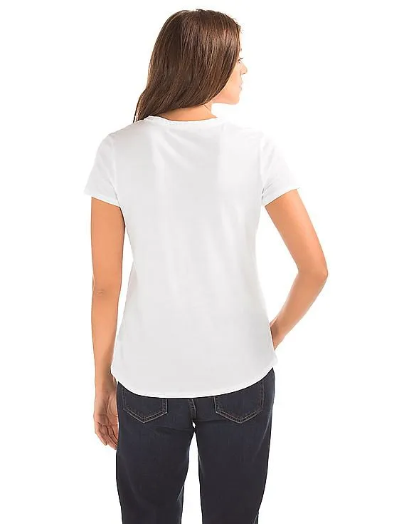 GAP Women White Vintage Wash Crewneck Tee