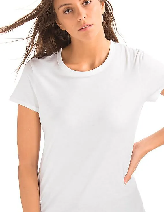 GAP Women White Vintage Wash Crewneck Tee