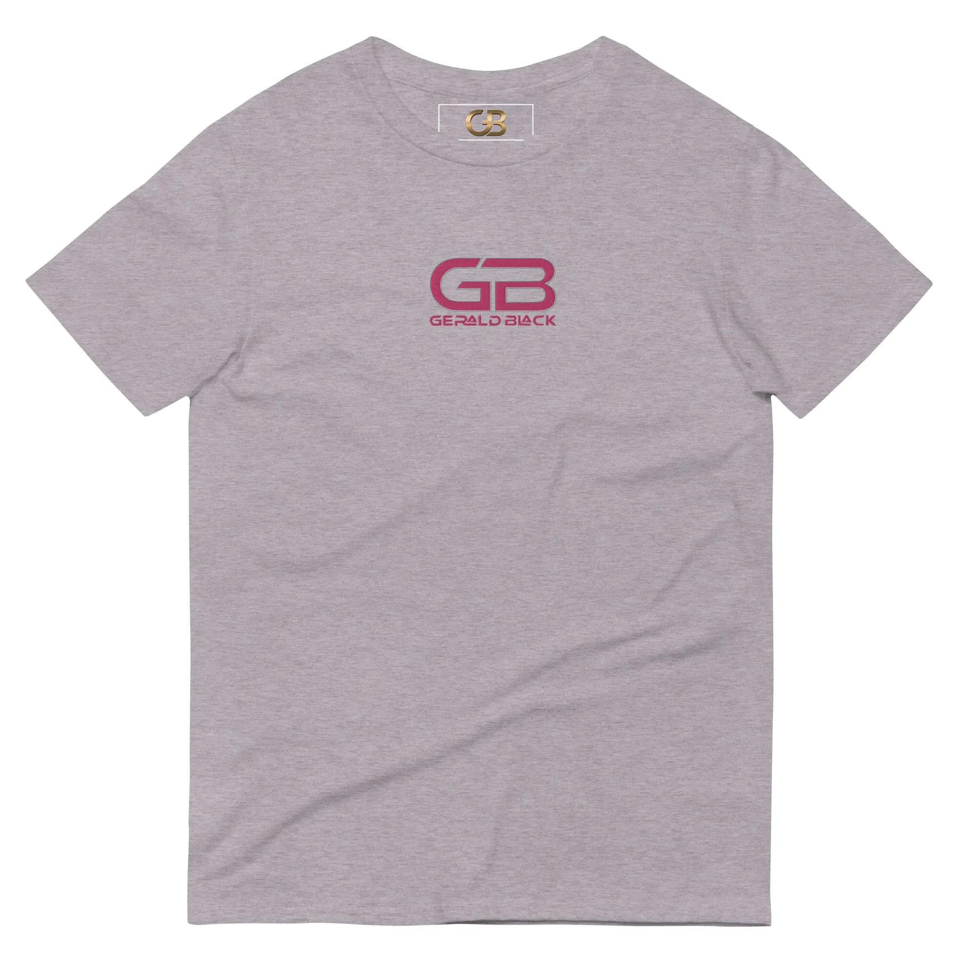 Gerald Black Short-sleeve Pink Embroidered Statement T-Shirt for Unisex